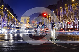 Champs Elysees and Arc de Triomphe photo