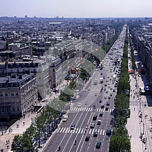 The Champs-Elysees in Paris, France