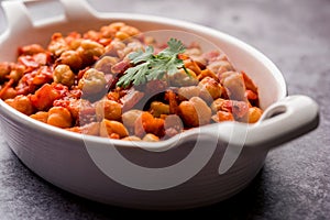 Chana Masala, Chickpea Curry or Choley. Indian Traditional food