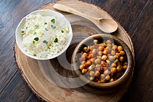 Chana Masala Chickpeas served with rice