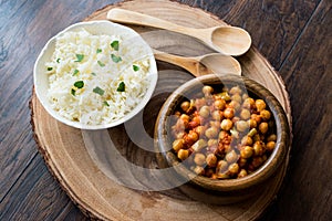 Chana Masala Chickpeas served with rice