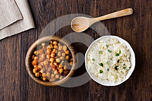 Chana Masala Chickpeas served with rice