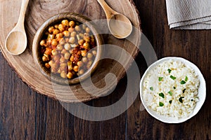 Chana Masala Chickpeas served with rice