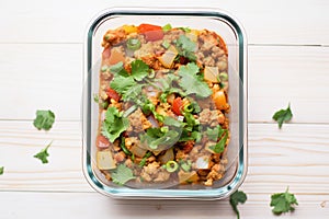 chana masala packed in a meal prep container
