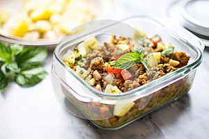 chana masala packed in a meal prep container