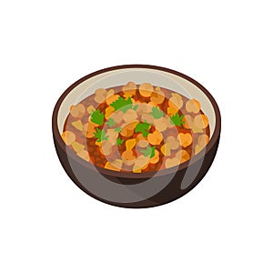 Chana Masala vector illustration. Traditional Indian food.