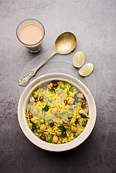 Chana Poha or Chickpea Pohe is a protein rich breakfast recipe from India