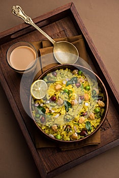 Chana Poha or Chickpea Pohe is a protein rich breakfast recipe from India