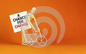 A chance for change symbol. Concept words A chance for change on beautiful white paper on clothespin. Voter model. Beautiful