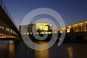 Chancellery building in berlin at night photo