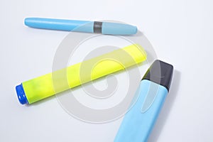 Chancellery colored highlighter in a white background