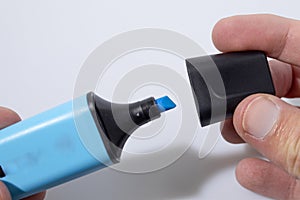 Chancellery colored highlighter in a white background