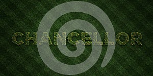 CHANCELLOR - fresh Grass letters with flowers and dandelions - 3D rendered royalty free stock image photo