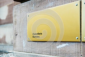 Chancery chancellerie sign on building wall i