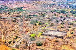 Chand Minar Minaret and Bharat Mata Temple at Daulatabad Fort in Maharashtra, India