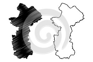 Chandauli district Uttar Pradesh State, Republic of India map vector illustration, scribble sketch Chandauli map photo