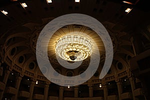 Chandelier in conference hall in Palatul Parlamentului Palace of the Parliament, Bucharest photo