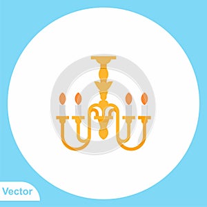 Chandelier flat vector icon sign symbol