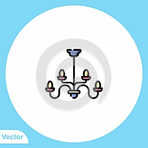 Chandelier flat vector icon sign symbol