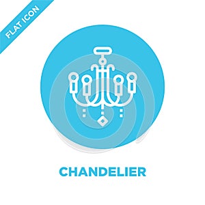 chandelier icon vector from furnitures collection. Thin line chandelier outline icon vector  illustration. Linear symbol for use