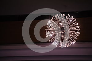 Chandelier light in a a restaurant
