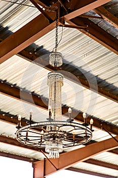 Chandelier Lighting at Wedding Reception