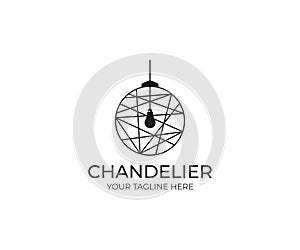 Chandelier Logo Template. Luminaire Vector Design