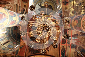 Chandelier of russian orthodox church in Moscow