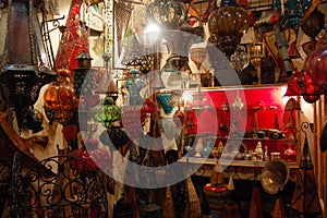 A chandelier seller\'s bazaar in the Medina of Tunis, Tunisia