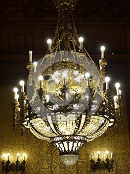 Chandelier in SzabÃ³ Ervin Library, Budapest, Hungary