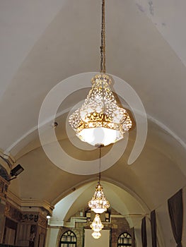 Chandeliers on the ceiling of Cave of the Patriarchs, Jerusalem