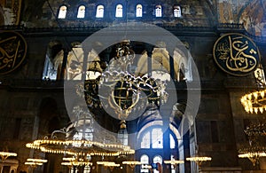 The chandeliers of Hagia Sophia Grand Mosque