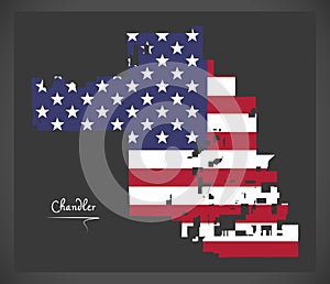 Chandler Arizona City map with American national flag illustration photo