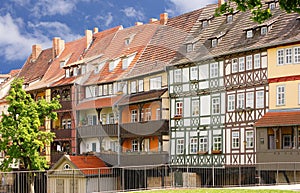 Chandler bridge Erfurt with Half-timbered houses photo