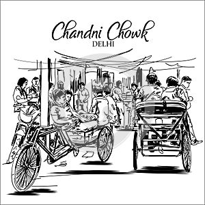 Chandni chowk market sketch