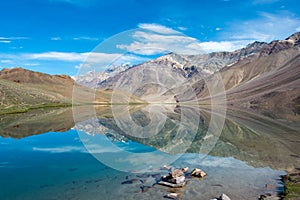 Chandra Taal Moon Lake in Lahaul and Spiti, Himachal Pradesh, India.