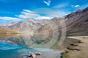 Chandra Taal Moon Lake in Lahaul and Spiti, Himachal Pradesh, India.