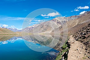 Chandra Taal Moon Lake in Lahaul and Spiti, Himachal Pradesh, India.