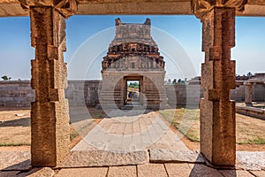 View of Chandrasekhara Temple, The ruins of ancient city Vijayanagar at Hampi, Karnataka, India photo