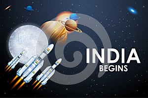 Chandrayaan 3 rocket mission launched by India for lunar exploration missionwith lander Vikram and rover Pragyan