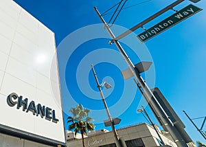 Chanel and Cartier signs in Rodeo Drive in Beverly Hills