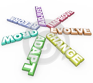 Change Adapt Evolve 3D Words on White Background photo