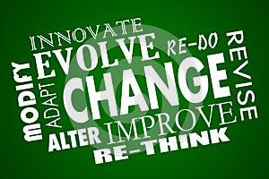 Change Adapt Evolve Improve Rethink Word Collage