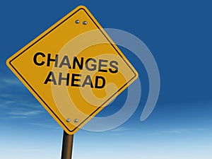 Change ahead road sign