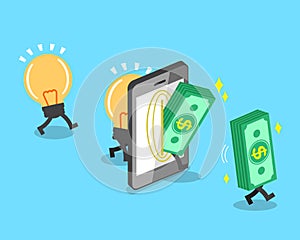 Change bulb idea to money with smartphone