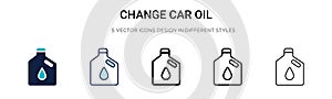 Change car oil icon in filled, thin line, outline and stroke style. Vector illustration of two colored and black change car oil