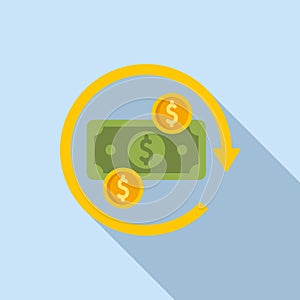 Change cash currency icon flat vector. Money payment