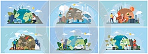 Change climate scenes set with saving planet concept. World Environment Day, bio technology