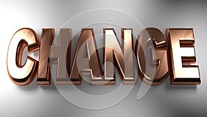 Change in copper 3D letters - 3D rendering