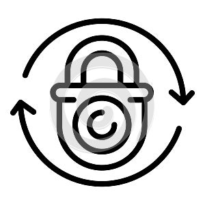 Change cyber lock icon outline vector. Secure key